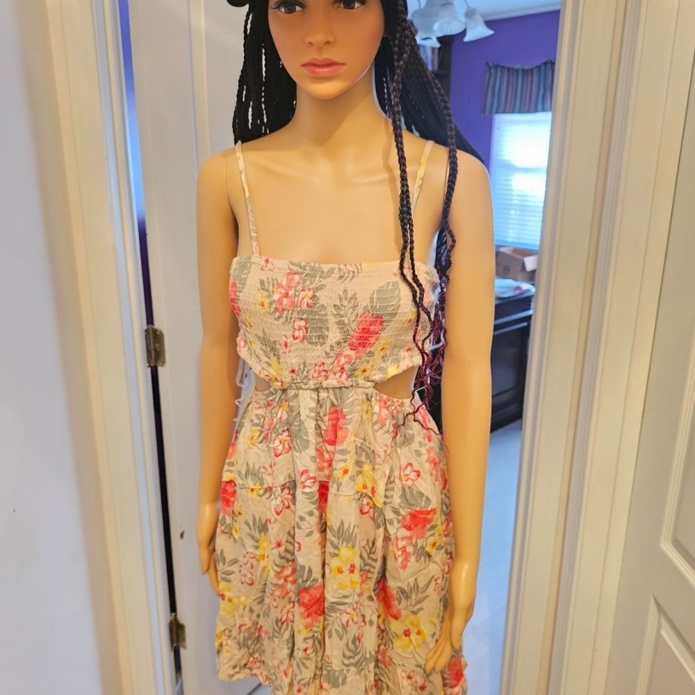 Floral Smocked Cutout Sundress in Multicolor